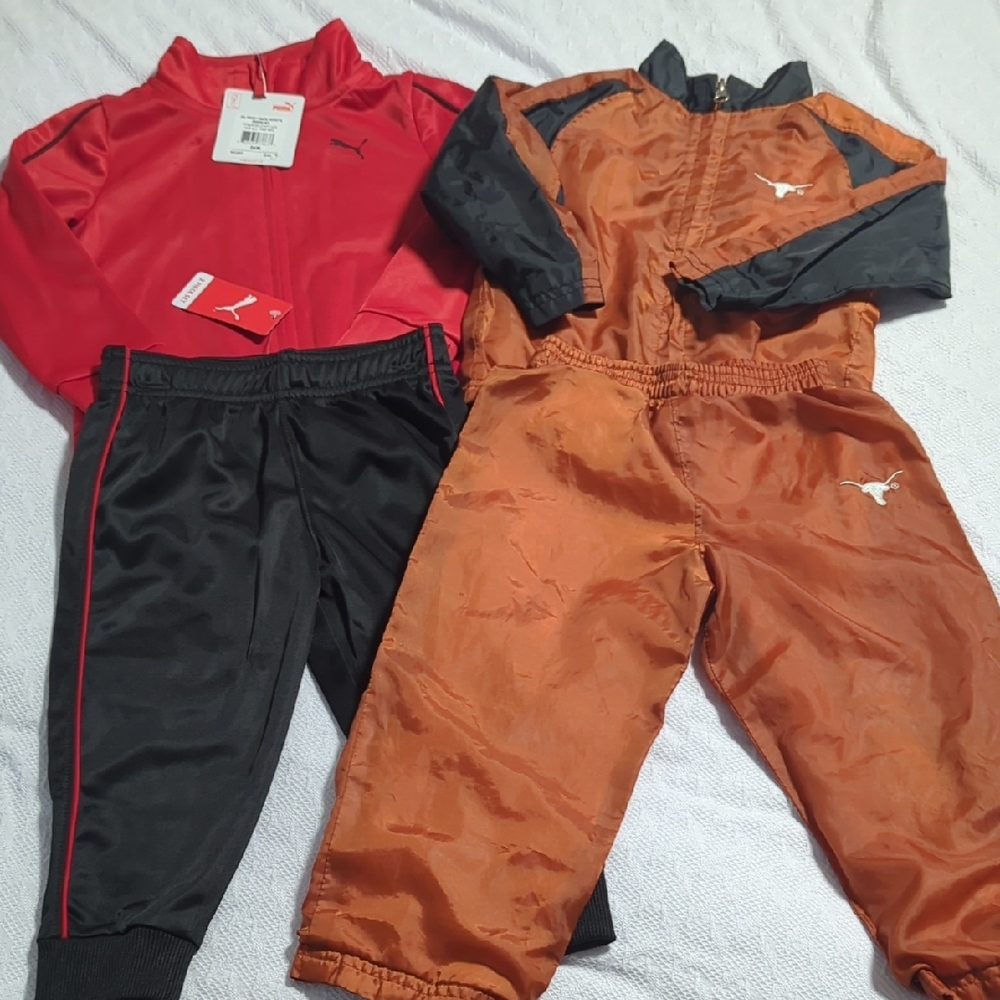 Puma Youth Tracksuit Set - Vibrant Red, Sleek Black, Bold Orange